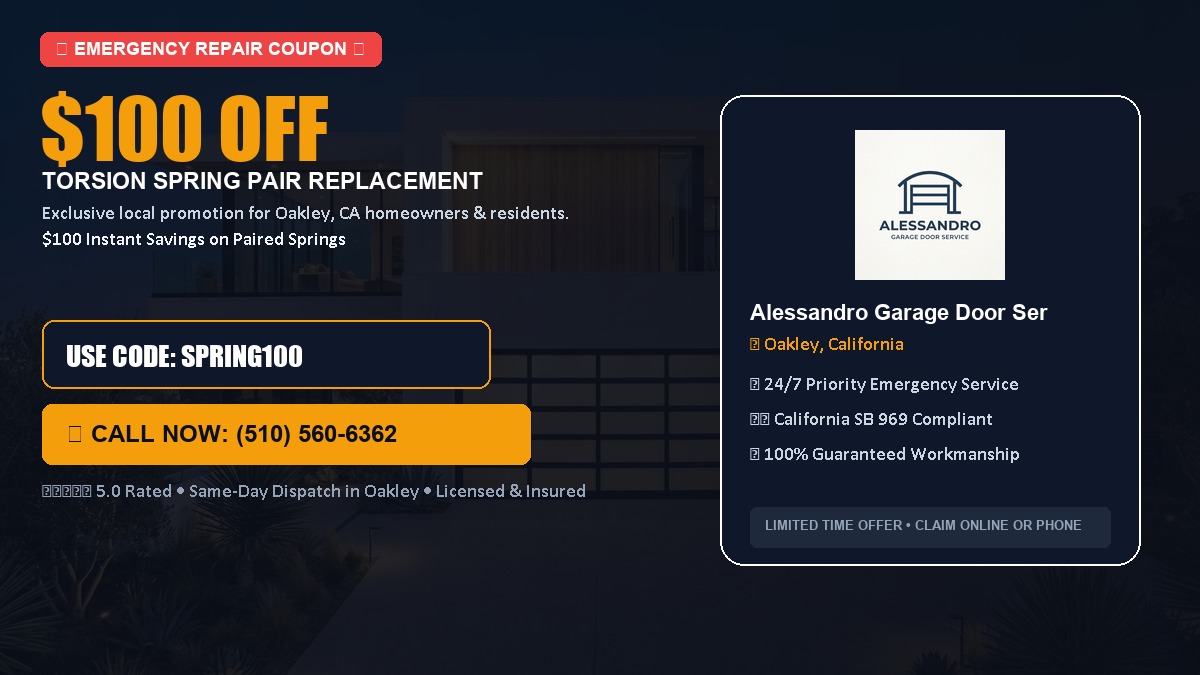 $100 OFF Heavy-Duty Torsion Spring Pair Replacement in Oakley, CA